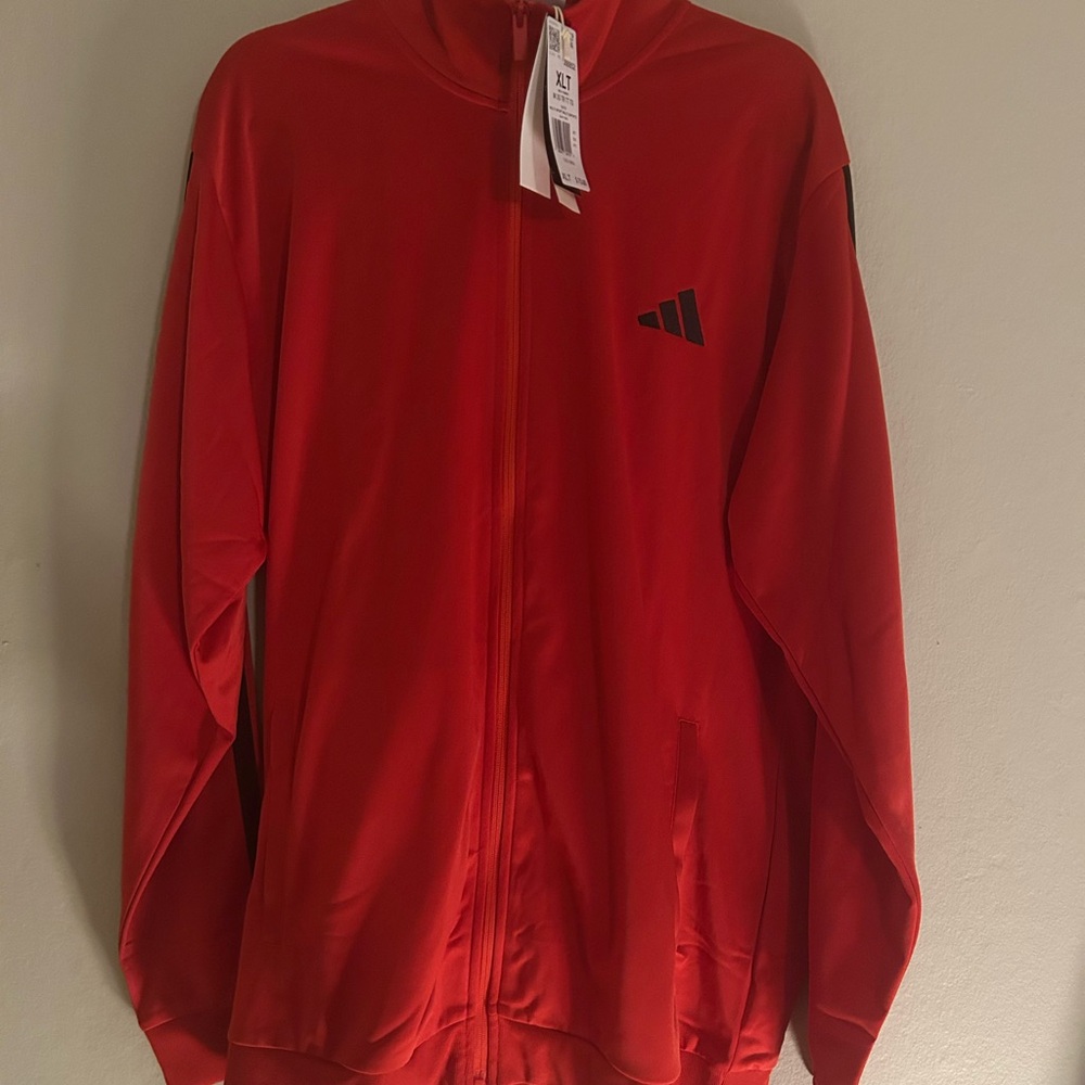 Adidas Men's Bold Red Sportswear Basic 3-Stripes Tricot Track Suit